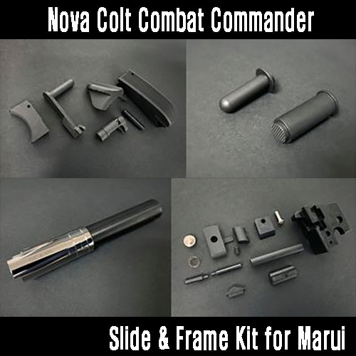 Nova CNC Steel &quot;콜트 커맨더&quot; 슬라이드 &amp; 프레임 Kit for Marui Airsoft 1911 series - Black