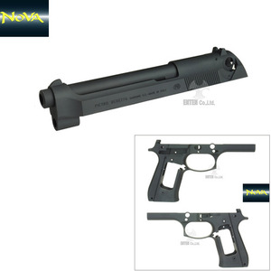 Beretta M92FS (Italy ver) Slide+M92FS Old Style Frame Set for Marui M9A1-Aluminum Black