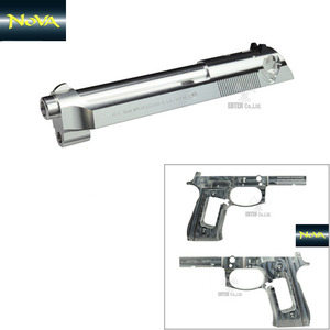 Beretta M9 INOX Slide M9A1 Style Frame for Marui M9A1-Aluminum Naked Silver