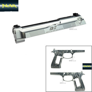 Beretta M92 Elite II Slide&amp;M92FS New Style Frame for Marui M9A1-Aluminum Naked Silver