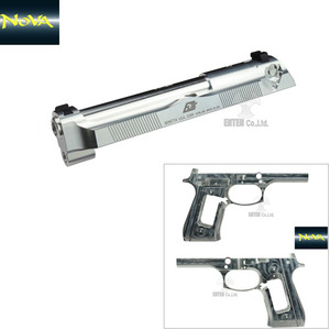 Beretta M92 Elite  Slide&amp;M92FS Old Style Frame for Marui M9A1-Aluminum Naked Silver 
