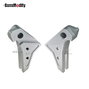 GunsModify S-Style Flat Aluminum Adjustable Trigger for Marui G-Series Gas BlowBack Pistol ( Siver ) 