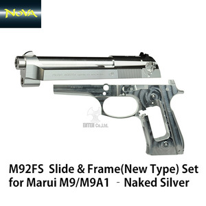 M92FS (New Type Frame) Slide &amp; Frame Setfor Marui M9/M9A1 &amp;#8211;Naked Silver