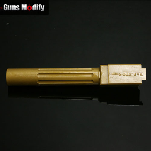 GunsModify S-Style Bar Steel Outer Barrel for Marui G17 Gas Blowback Pistol ( Gold / Fluted ) 
