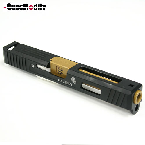             GunsModify S-Style G17 Costa Slide Set with Steel KKM Steel Barrel for Marui G17 Gas Blowback Pistol ( Black Slide / Gold Barrel )